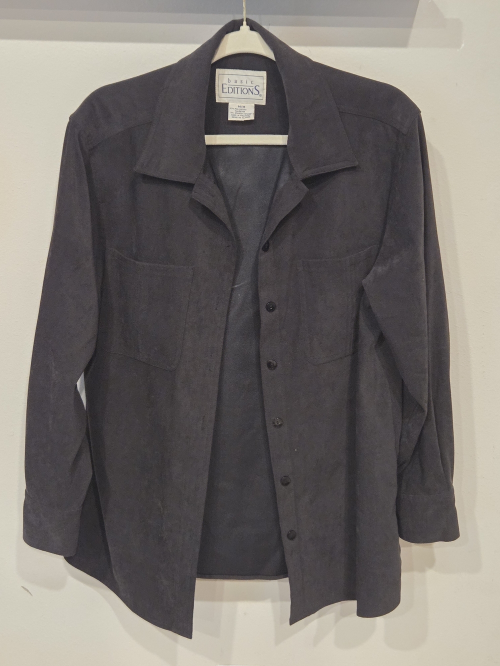 Basic Editions Dark Charcoal Button-Up Shirt Jacket